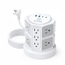 TROND Tower Surge Protector Power Strip with 14 Widely Spaced Outlets, 4 USB ...