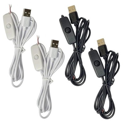 ThtRht 4 Pack USB Extension Cable with Switch On/Off 2 Pin Wire Black 
