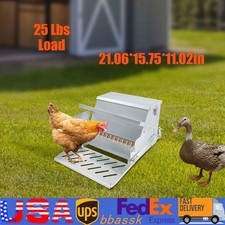 Automatic Metal Treadle Feeder 25lb Capacity, Feed Trough Chicken Feeder,