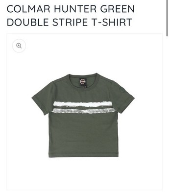 Colmar Boys Short Sleeve T-shirt Hunter Green double Stripe Size 4 NET