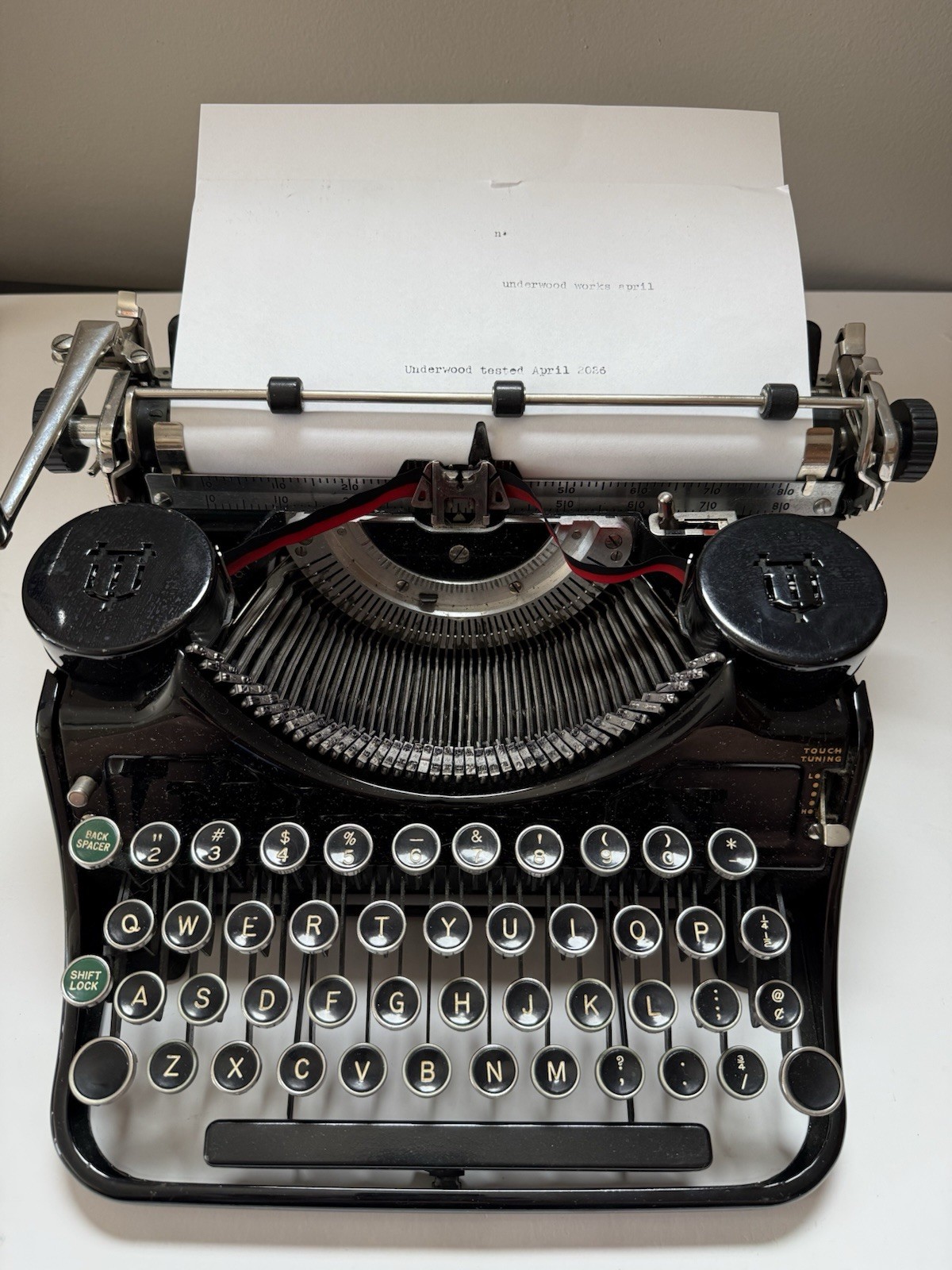 1936 Underwood Universal Portable Typewriter 4-Bank, Case, Papers, Clean & Works