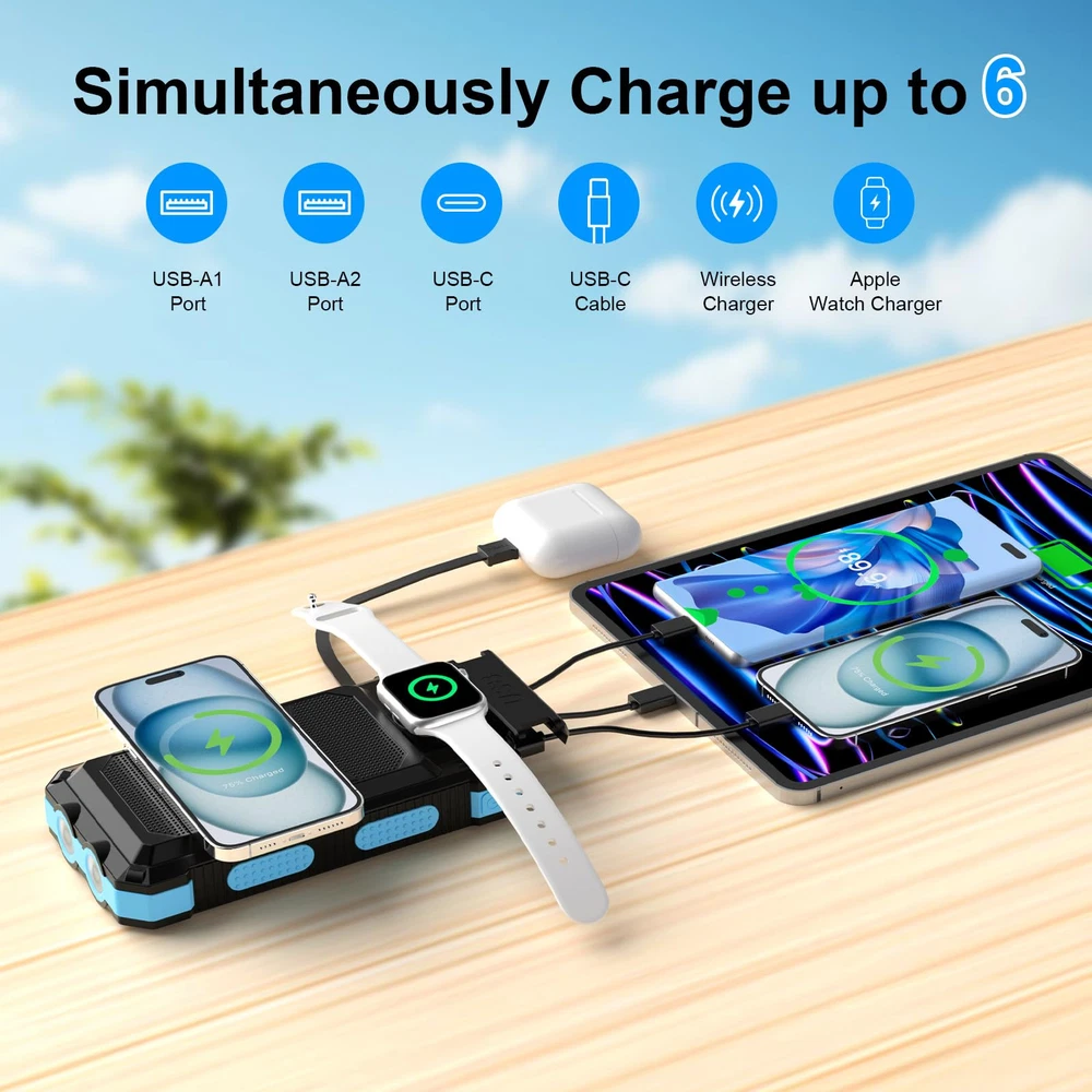 Power Bank, Solar Charger, 49800mAh Portable Charger for Phone&Apple Watch Wi...