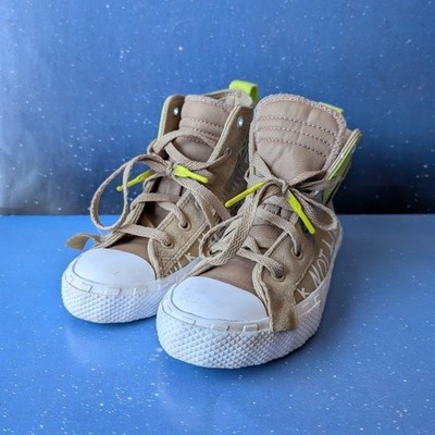 Converse UNT1TL3D High Top Sneakers Youth 1 Khaki Tan Neon Not A Chuck A04174C