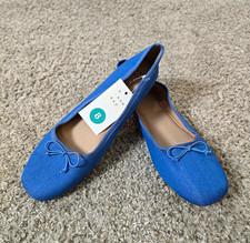 A New Day Women's Blue Textile Ballet Slip-On Flats Round Toe Casual US 8 New
