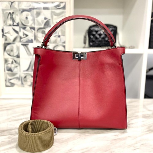 Beautiful condition☆ Fendi Peekaboo X-Lite 2way handbag, red
