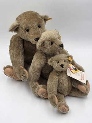 Rare Set Of 3 1982 Steiff Museum Teddy Bear Hand Signed Mohair