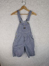 Vintage OshKosh B'Gosh Railroad Stripe Cut Off Shorts Bibs 26"x11" Sanforized