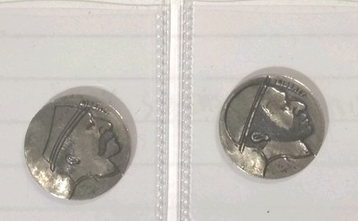 #ad 2 Original ALH Hobo Buffalo Nickels With initials Pristine 1921 Condition