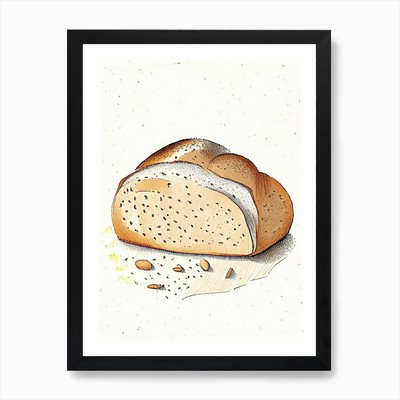 Gerahmtes Wandbild Poster Leinwanddruck Bild Cracked Wheat Bread Bakery Product