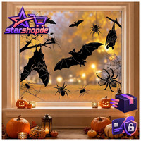 Halloween Fensterbilder Deko 90X32Cm 5 BläTter Aufkleber Fledermaus Spinnennetz