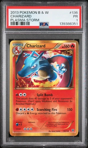 2013 Pokemon Black & White Plasma Storm Charizard Plasma Storm PSA 1 #136