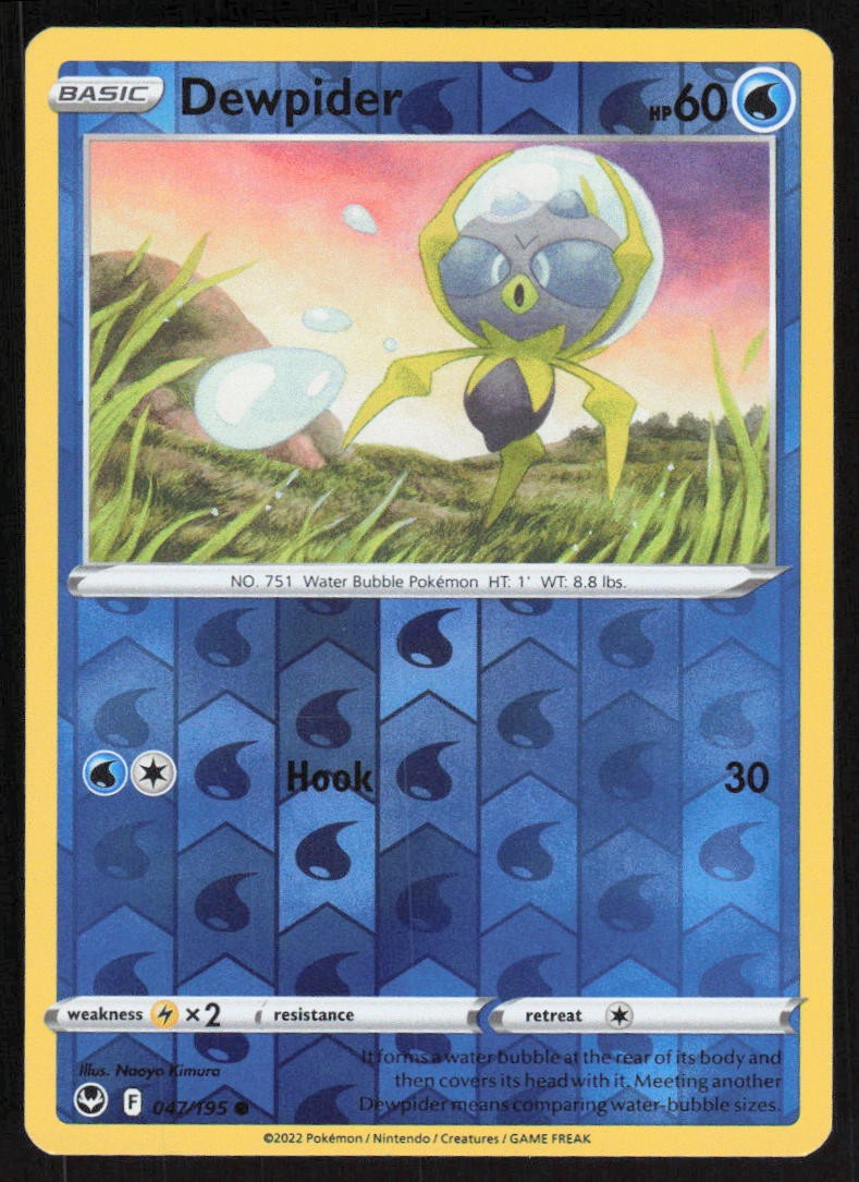 Dewpider Common Reverse Holo 047/195 NM SWSH12: Silver Tempest Pokemon Card