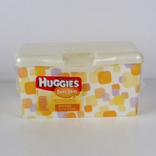 Huggies Soft Skin SEALED Baby Wipes Pop Up Container Orange Purple 64 DRIED OUT