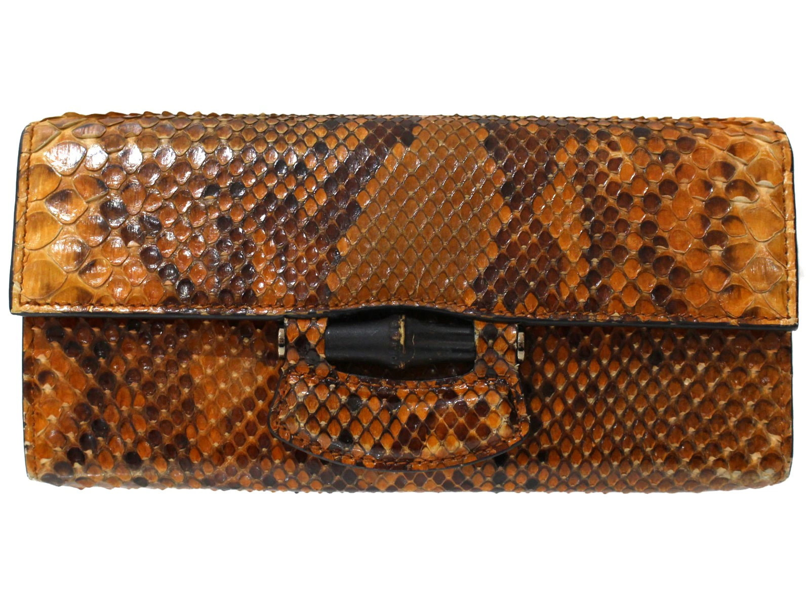 Gucci 397374 Bamboo Python Wall Orange Long Walle… - image 1