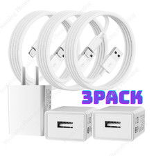 3X Lot USB Wall Charger Block Fast Charging Cable For iPhone 6 7 8 X 11 12 13 14