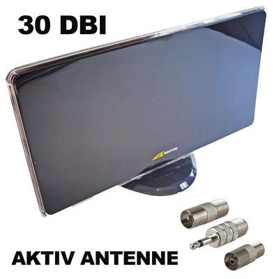   DVB-T Antenne aktiv DAB DAB+ ZIMMERANTENNE 30 DBI IEC F Stecker 3,5mm DVB-T2  