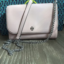Tory Burch Emerson Patent Chain Wallet  Women's Shoulder Bag Pink Clay Purse NWT
