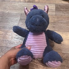 Russ Jazwares Navy Blue Dragon Plush Metallic Pink Wings Purple Corduroy Belly