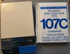 Polaroid 107C Black White Vintage Film 3000 Speed in Box NOS Exp 12/1978- Read
