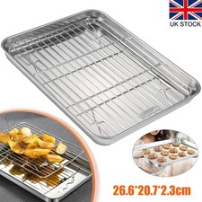 Stainless Steel Baking Tray with BBQ Rack Roaster Ovens Cooling Rack BBQ Pan