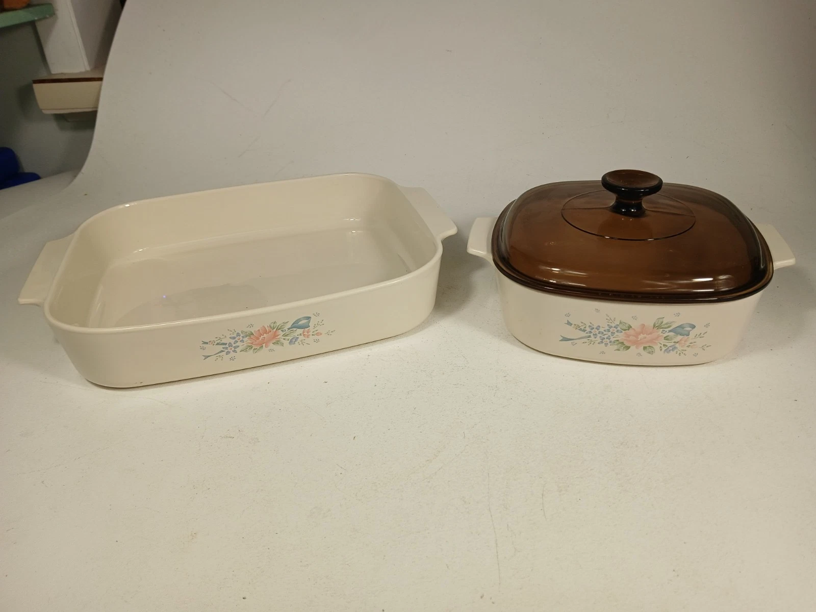 set 3 pc Corning Ware A-21-B-N Symphony Roaster Casserole Pan, A2B w amber lid