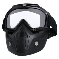 Motorcycle Helmet Riding Goggles Glasses with Removable Face Mask Detachable ...