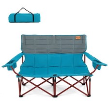 Oversized 2 Person Camping Chair w/ Adjustable Armrests Cup Holders Carrying Bag