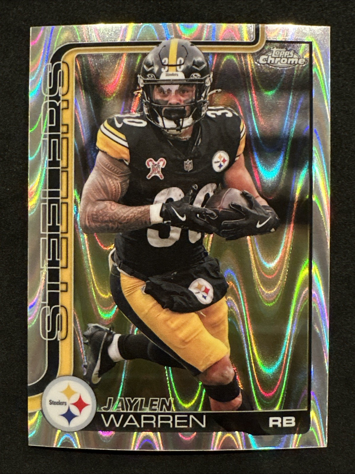 Jaylen Warren 2025 Topps Chrome #253 Ray Wave Refractor NFL Steelers