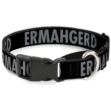 Plastic Martingale Collar ERMAHGERD! Black/Gray Medium 11-17" (US IMPORT)