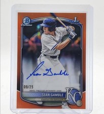 SEAN GAMBLE 2025 BOWMAN CHROME DRAFT 1ST ORANGE REFRACTOR AUTO /25 