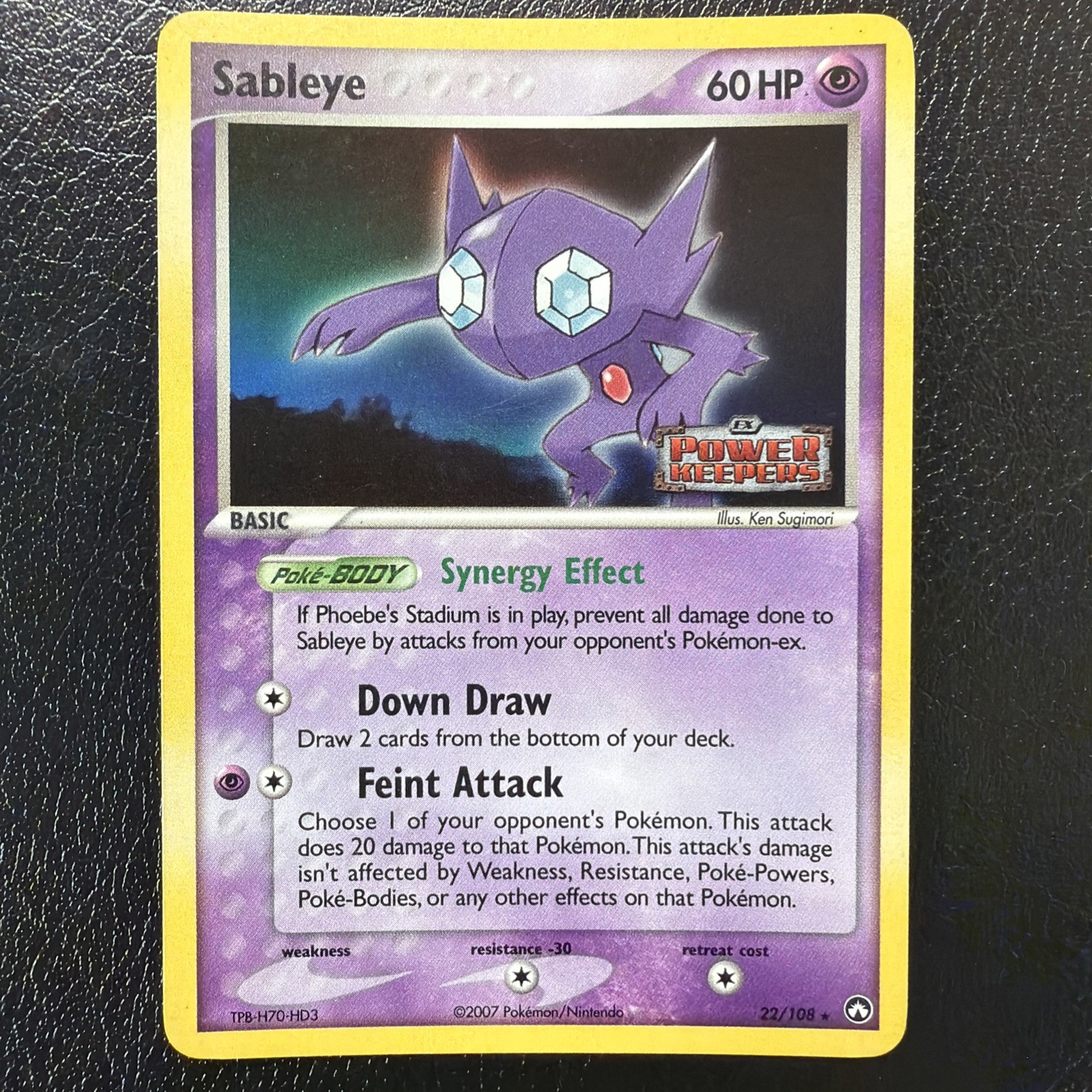Sableye 22/108 Rare Reverse Holo Stamped Power Keepers Pokémon Card LP