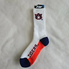 FBF For Bare Feet Originals Size Large White College NCAA Socks Auburn Tigers