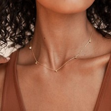 18ct Gold-Plated Necklace with Cubic Zirconia Stones (18 inches)