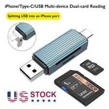 4 in 1 TF & SD Card Reader USB 3.0 and USB-C iPhone to SD/TF Memory Card Adapter