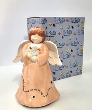 Ella Bella A Mothers Love Musical Angel & Baby Ceramic Figurine with Box 2002