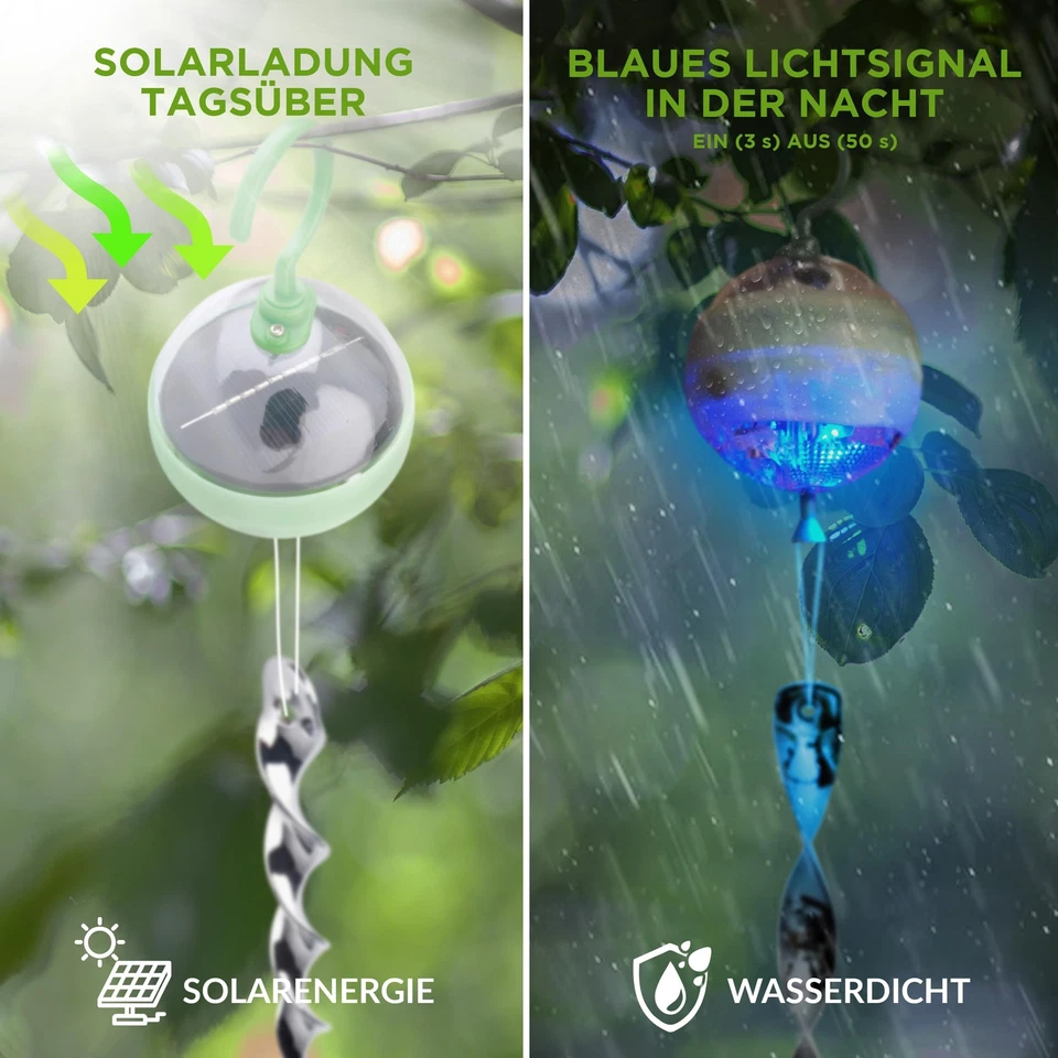 solarbetriebene Vogelabwehr gegen Tauben und Vögel | Vogelschreck mit 4-Fach ... - Bild 3 von 4