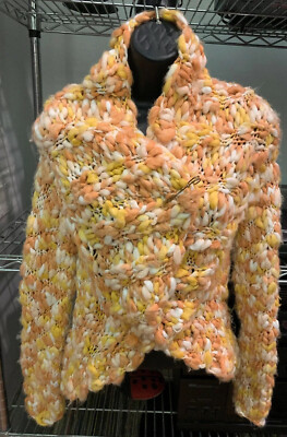 BEBE OVERSIZED Boho Shawl Knit Cardigan Multi Colored Sweater Size XS