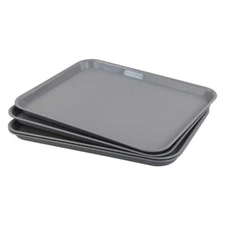 Set of 4 Rectangular Fast Food Tray Cafe Standard Cafeteria Serving Trays Grey