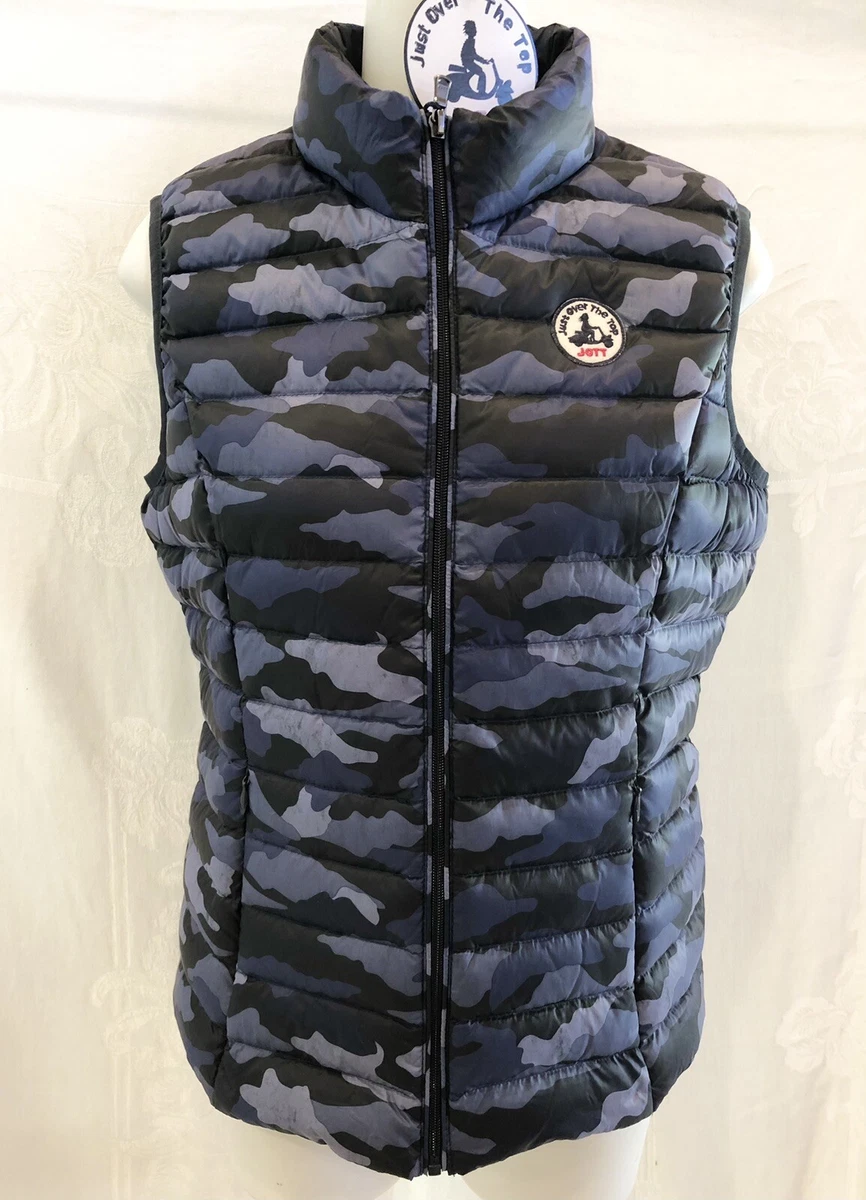 New JOTT Seda Blue Camo Army Bleu Down Puffer Vest S M 4 6 195 Packable