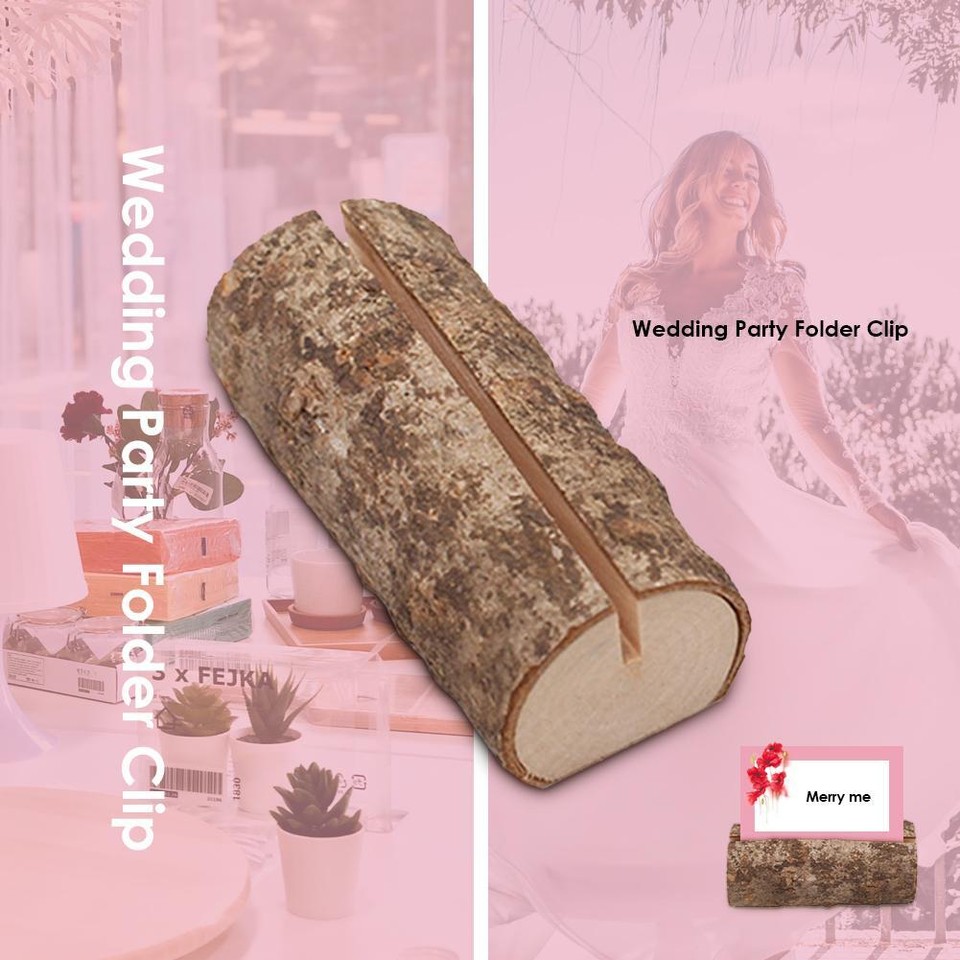 10pcs Wooden Wedding Name Place Card Holders Clip Photo Table Number