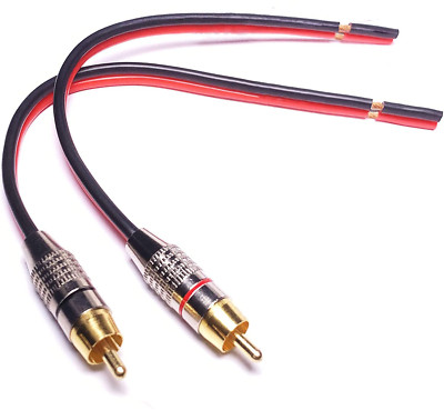 Speaker Cable Bare Wire to RCA Plug Adapter,2PCS RCA Male Plug Connector Adapter