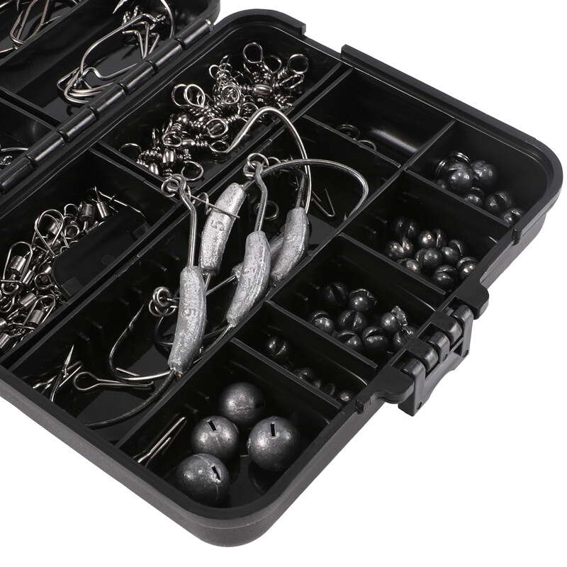 155pcs/set Sea Fishing Accessories Tackle Box Kit Set JigHooks Swivels Clamp eBay