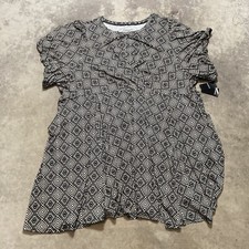 Torrid Plus Size 6X A Line Mini Dress Balloon Sleeve Ditsy Tribal Print NWT