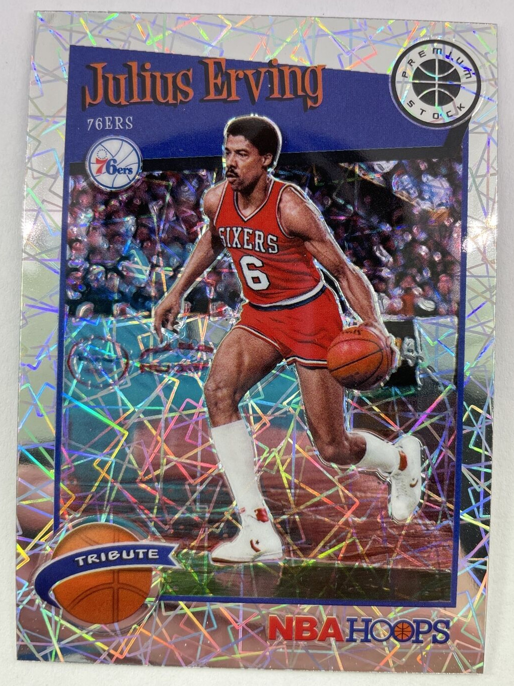 Julius Erving 2019-20 Panini Hoops Premium Stock Tribute Silver Laser Prizm #293