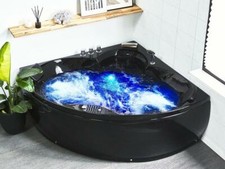 Designer Whirlpool Eck Badewanne schwarz mit Massage LED Hot Tub Luxus Eckwanne