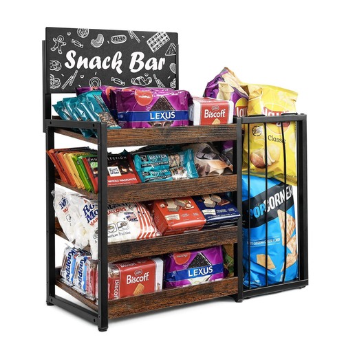 Candy Display Rack 4 Tier Snack Display for CountertopWooden Counter Snack Or...