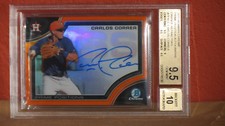 2015 Bowman Chrome Orange Refractor Carlos Correa Autograph Card BGS 9.5 Auto10.