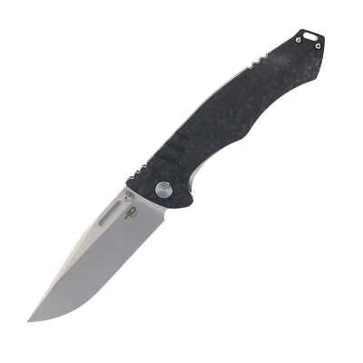 Bestech Keen II Folding Knife Marble CF/Titanium Handle S35VN Plain Edge BT2301B