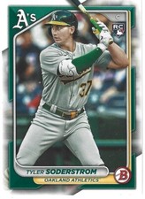 2024 Topps Bowman Baseball TYLER SODERSTROM ROOKIE CARD #15 Oakland Athletics+. rookie card picture