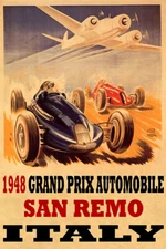 1948 Grand Prix Automobile San Remo Italy Car Race Vintage Poster Repro FREE S/H